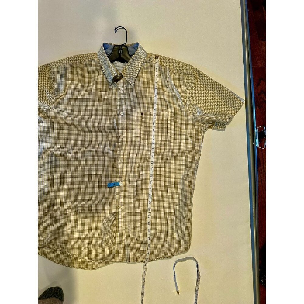 Tommy Hilfiger Men’s Yellow & White Micro Check Button Front Shirt XL 50” Chest - Picture 5 of 7